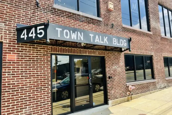 445 Baxter Town Talk Building Front Entrance